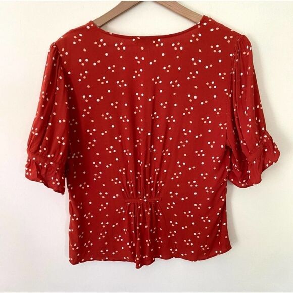 Madewell Women's Polka Dot Day Light Top In Dotti Dot Estruscan Clay Size 12 - Picture 7 of 8